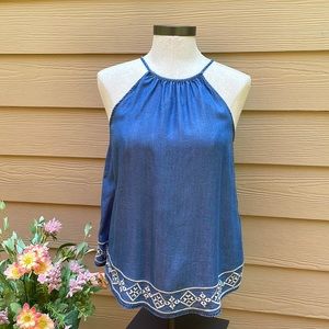 Denim Spaghetti Strap Swing Top